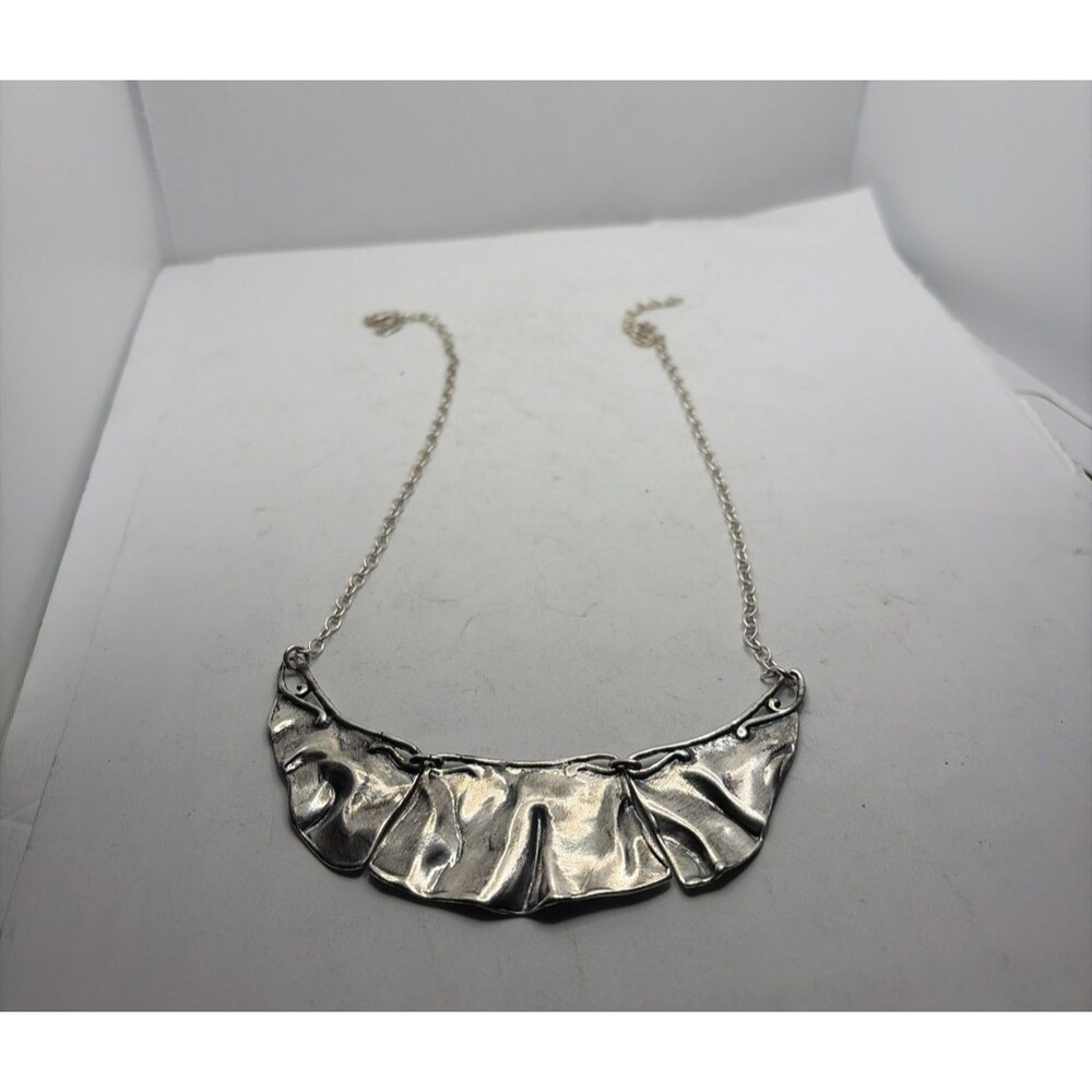 Vintage DIDAE Isreal Sterling Silver 20" Modernist 3 Panel Collar/ Bib Necklace